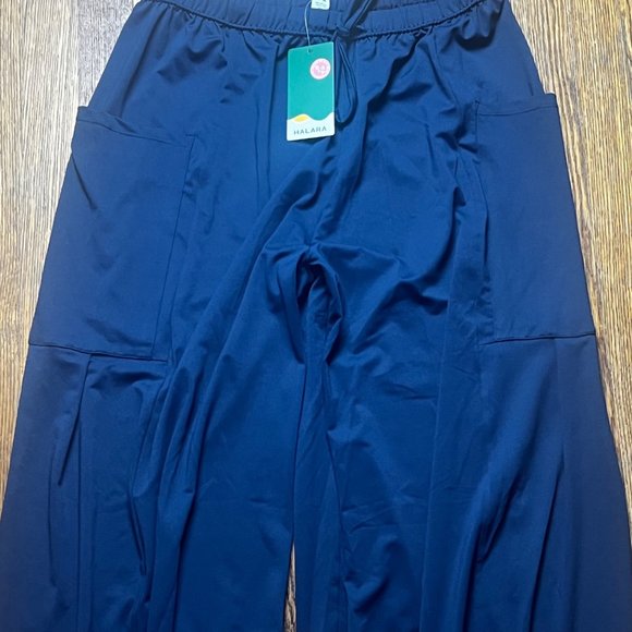 NWT Halara Mid Rise Elastic Waistband Drawstring Palazzo Flowy Wide Leg Pants Me - Picture 6 of 7